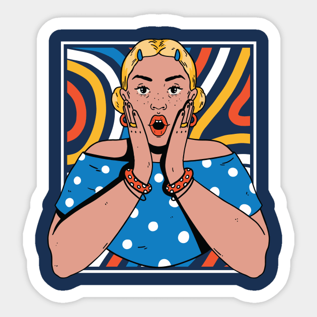 Chisme Queen Pop Art Portrait of Young Woman Gossip OK Sticker by SLAG_Creative